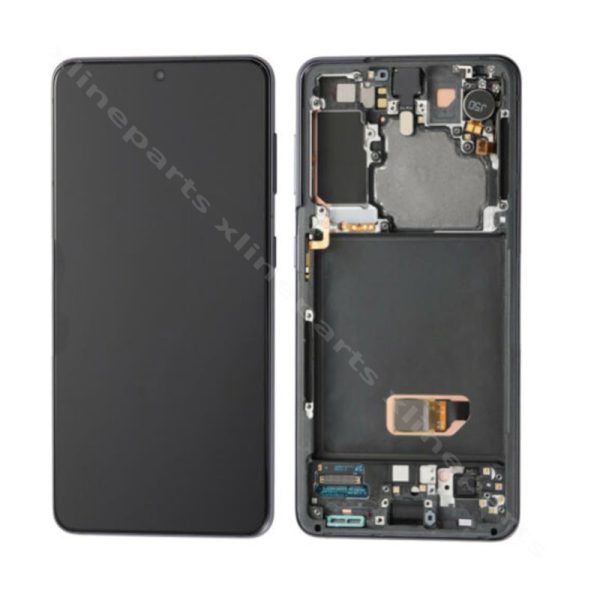 Lcd complete frame samsung s21 g991 gray original